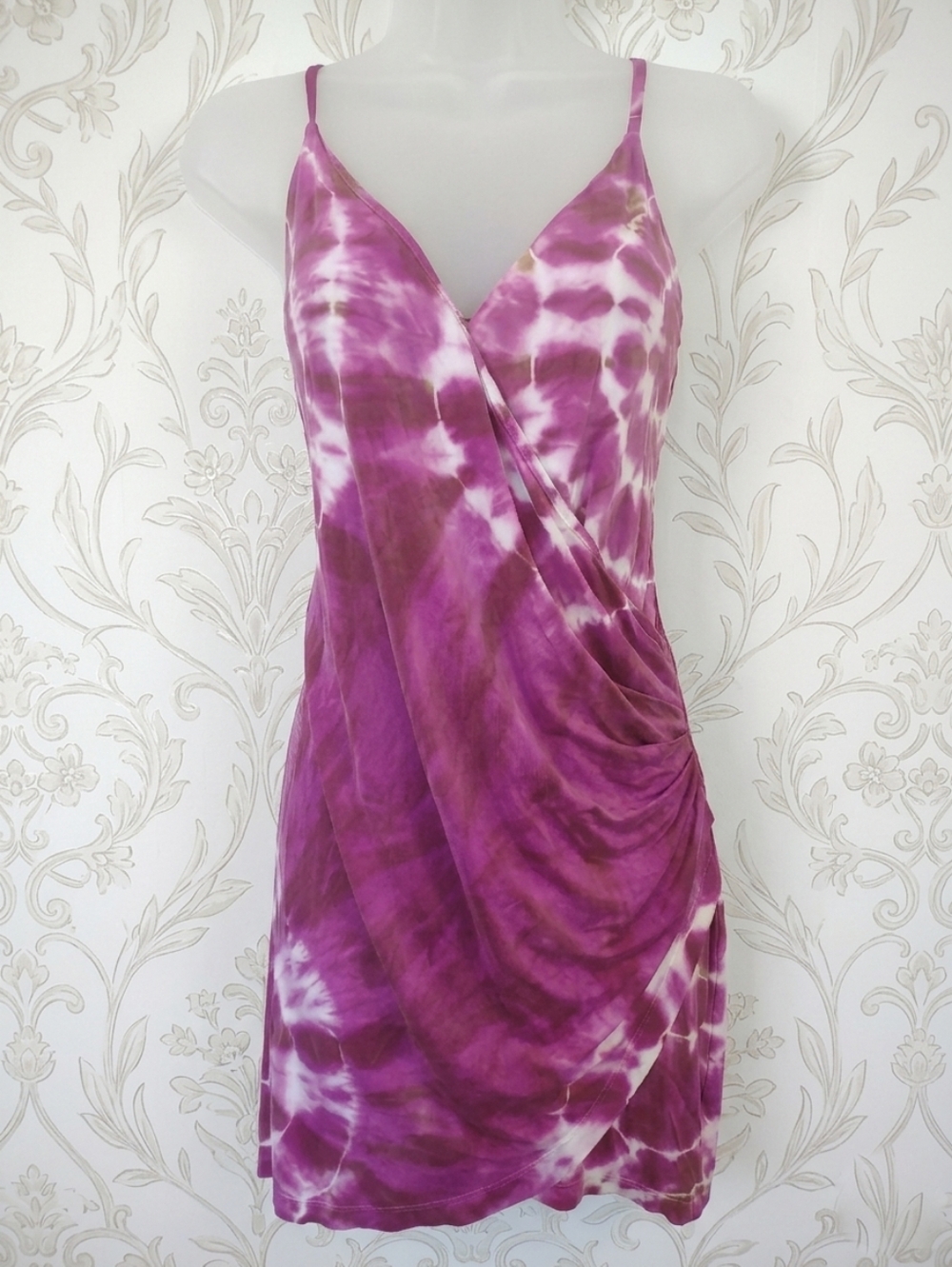 YFB Young Fabulous & Broke Magenta Tie-Dye Brazil Faux Wrap Dress Small